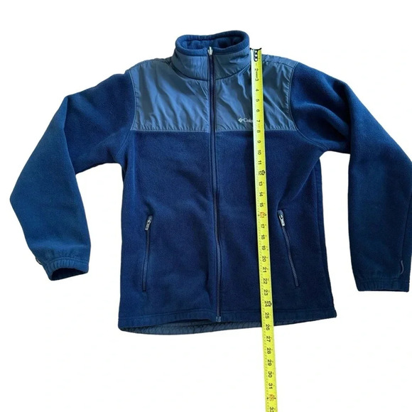 Columbia Blue Full Zip Fleece Jacket Long Sleeve Mock Neck Sportswear Outdoors M - Picture 3 of 9